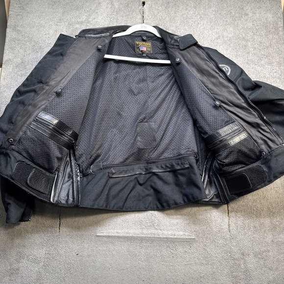 Vanson Cobra Mark 2 Black Leather Motorcycle Jacket Armor USA Made Large - Picture 6 of 16